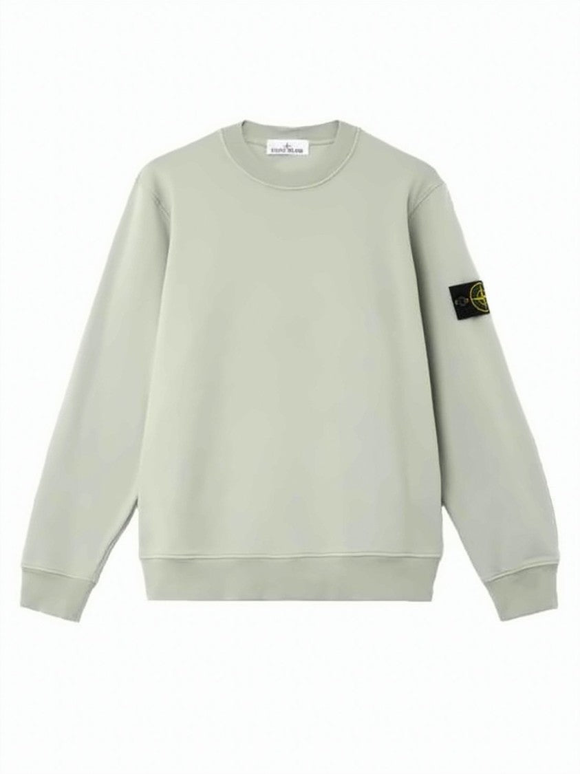 Stone Island Long-Sleeve Crewneck Sweatshirt With Ribbed Cuffs And Minimalist Design