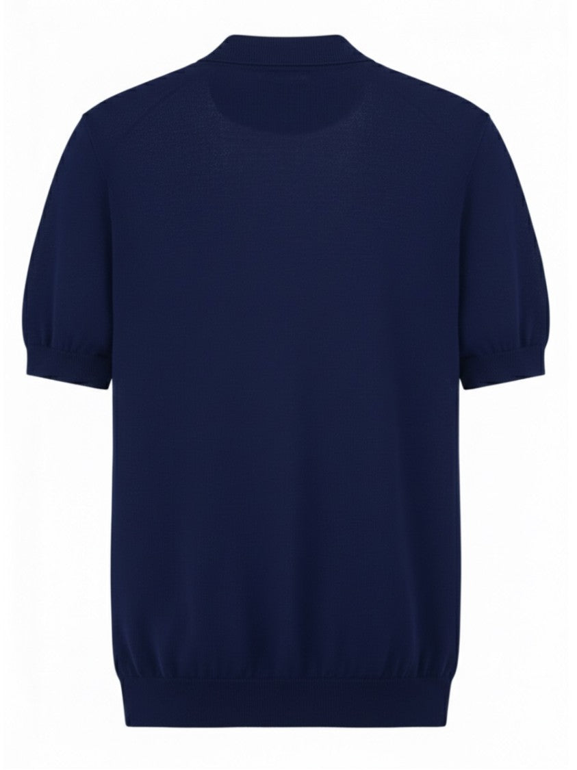 Tagliatore Minimalist V-Neck Cotton Polo Shirt
