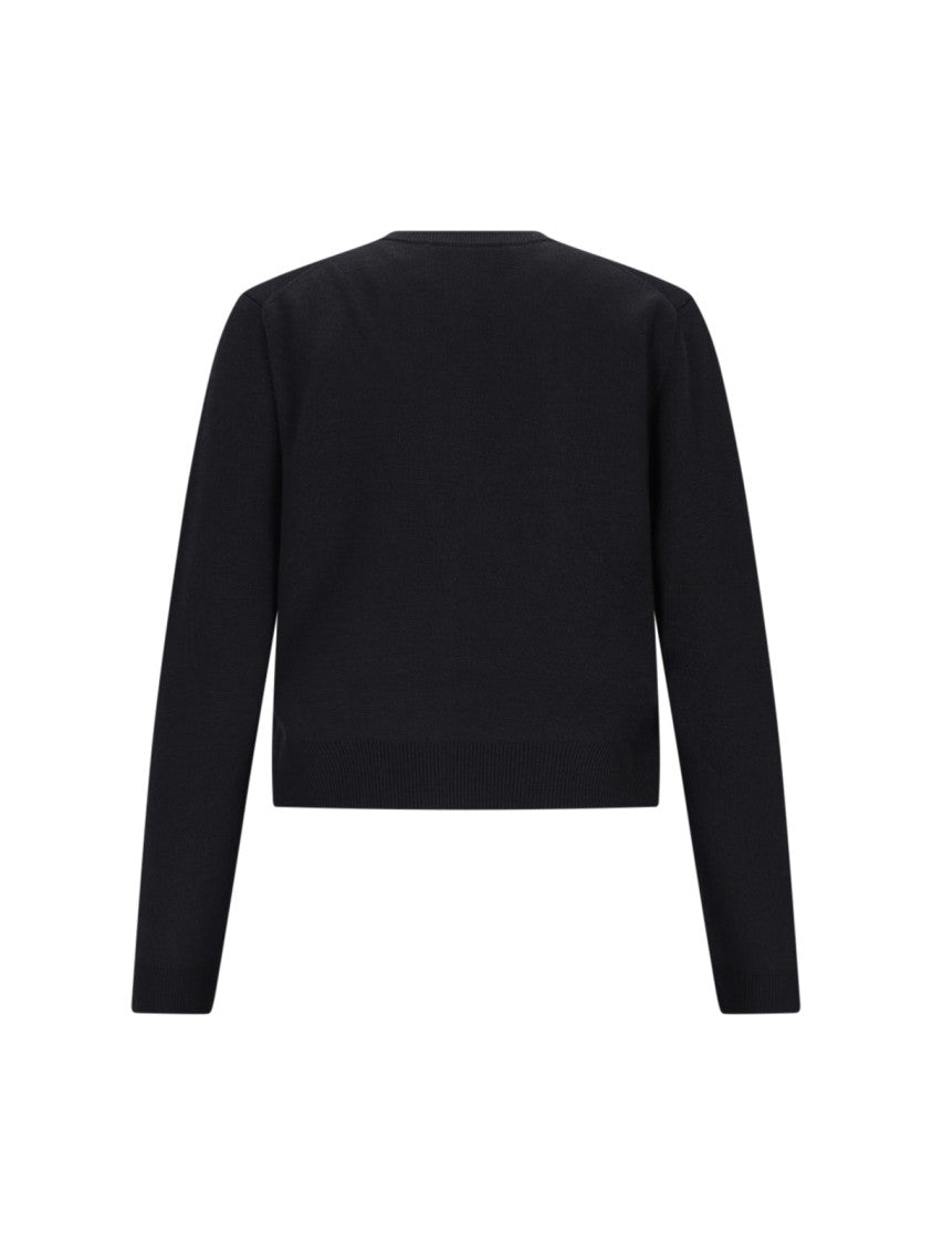 Gucci Intarsia Logo Cardigan In Wool-Silk Blend With Ribbed Finishes