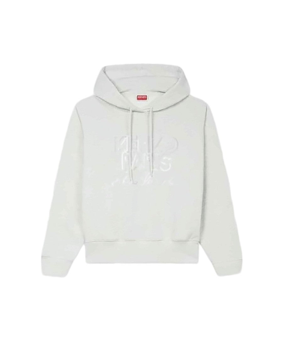 Kenzo Cropped Embossed Logo Hoodie With Drawstring And Ribbed Cuffs