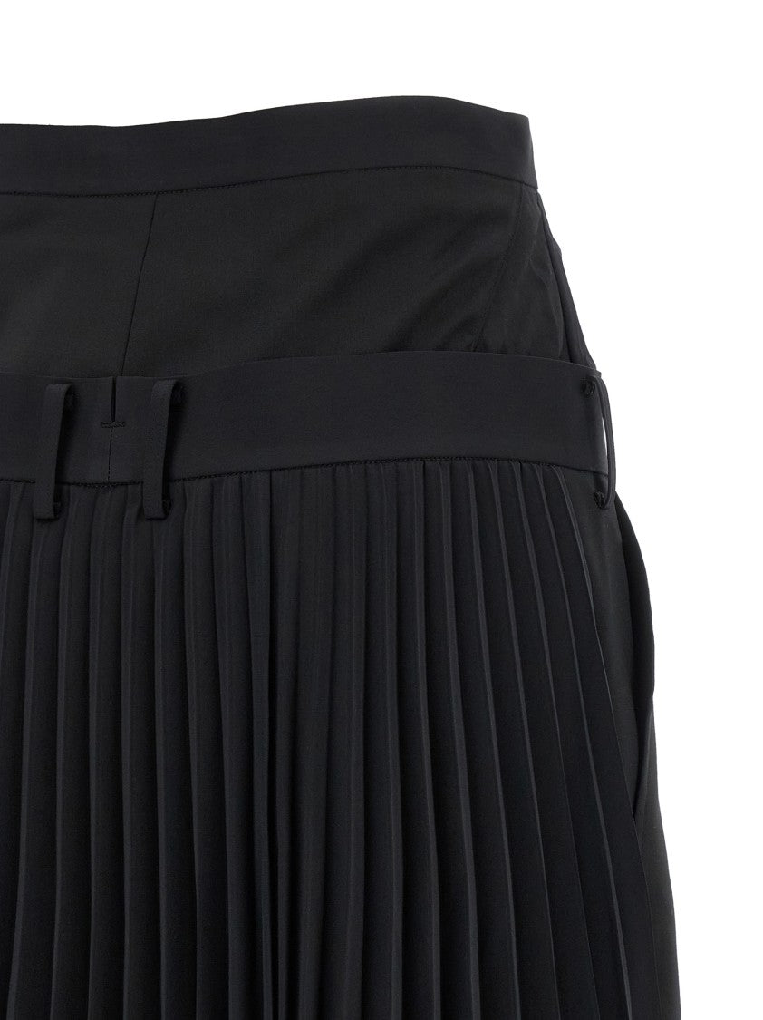 Junya Watanabe Formal Wool Blend Trousers With Unique Skirt-Effect Panel