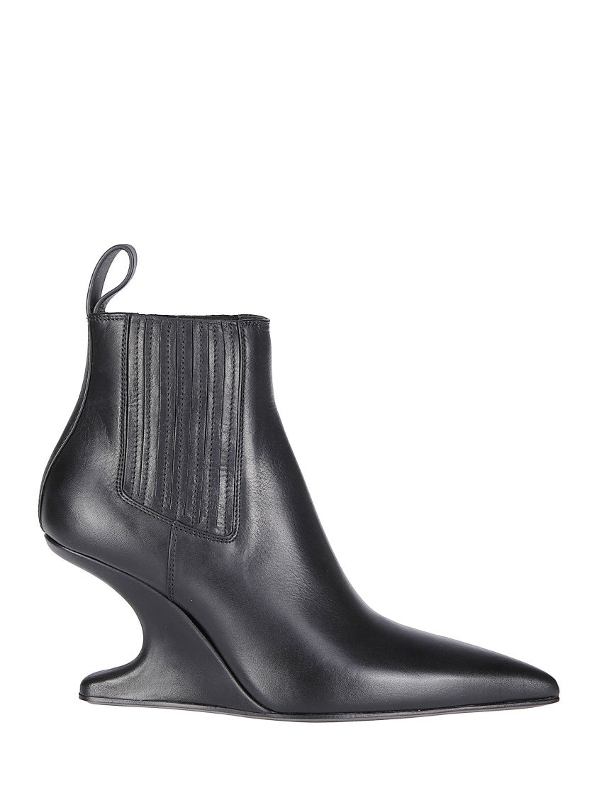 Rick Owens Architectural Ankle Boots With Sharp Silhouette