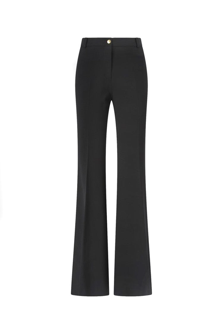 Pinko Black Gold-Button Flared Viscose-Blend Flared Pants