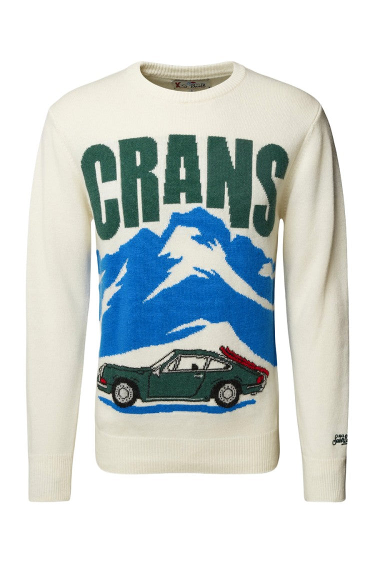 Mc2 Saint Barth Cream Crans Graphic Wool-Blend Sweater
