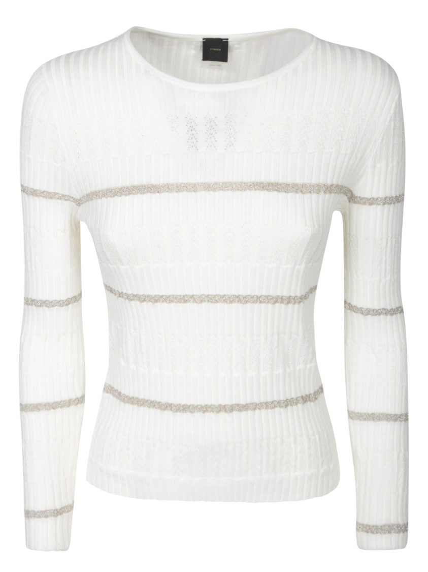 Pinko Textured Knit White Sweater