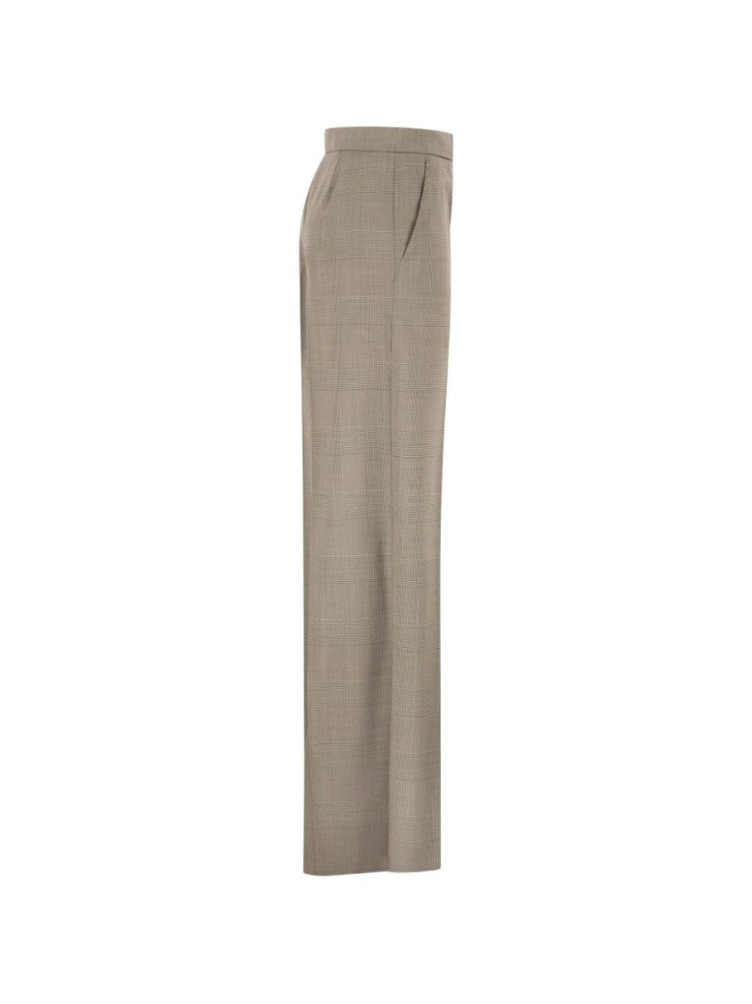 Max Mara Straight-Leg Trousers With Subtle Checkered Pattern