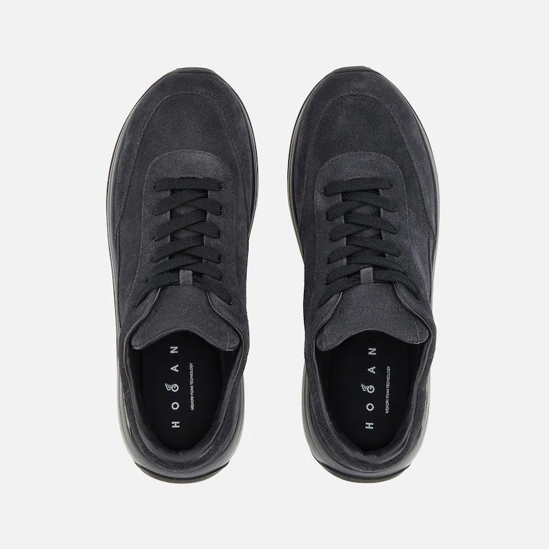Hogan H719 Allacciato H Blue Calfskin Suede Sneakers