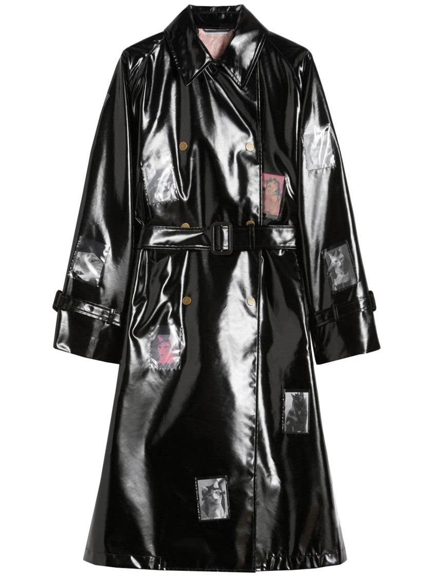 Weekend Black Opera Glossy Belted Trench Coat