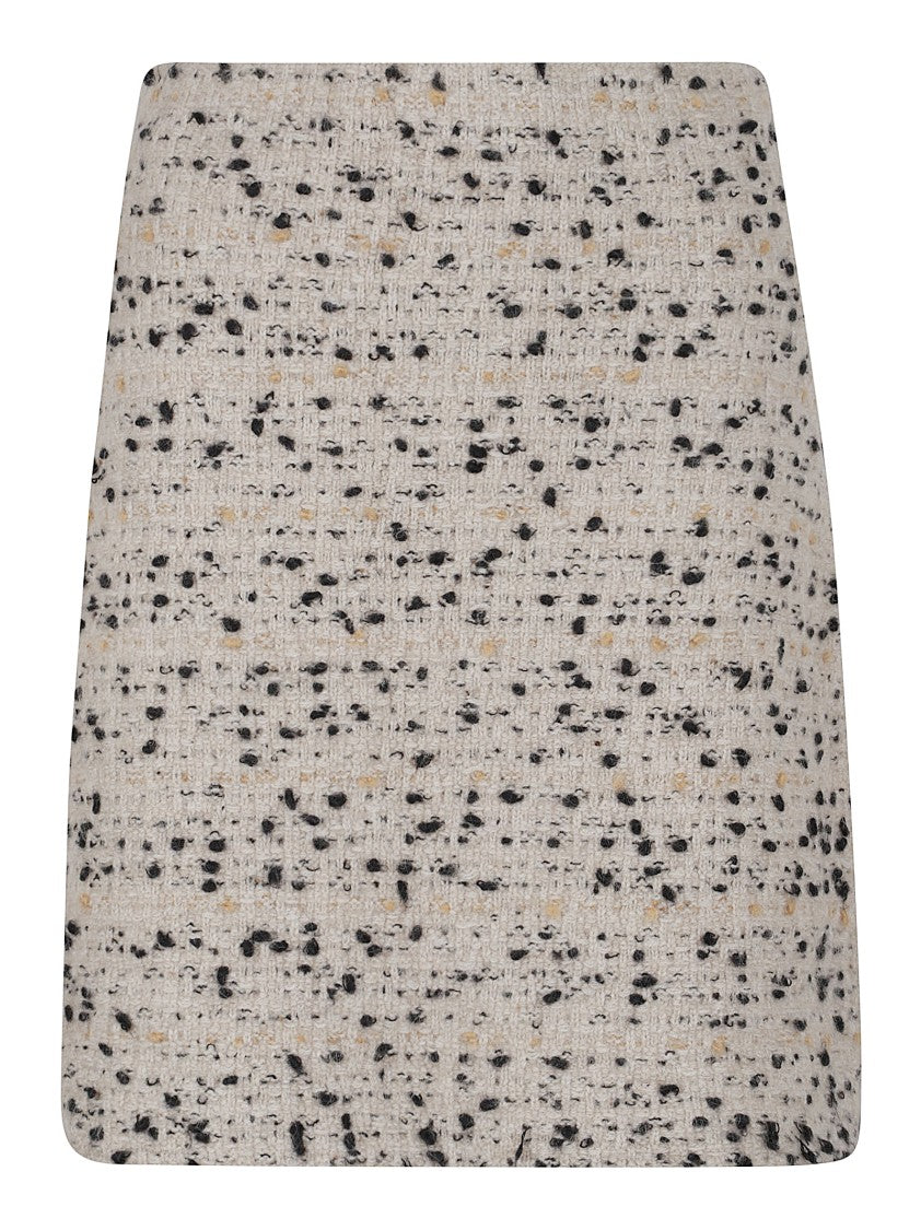 Fabiana Filippi Ecru Textured Thigh-Length Skirt With Side Zip Fastening