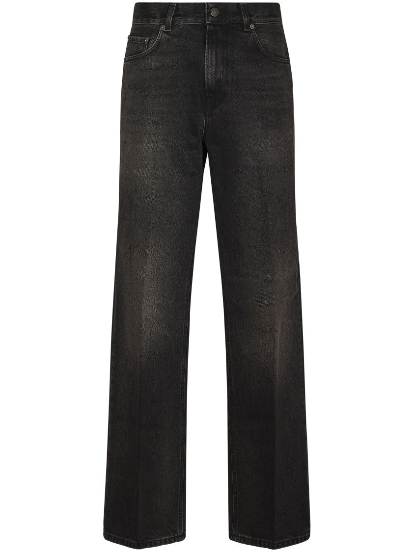 Haikure High-Waisted Wide-Leg Jeans With Vintage Faded Finish