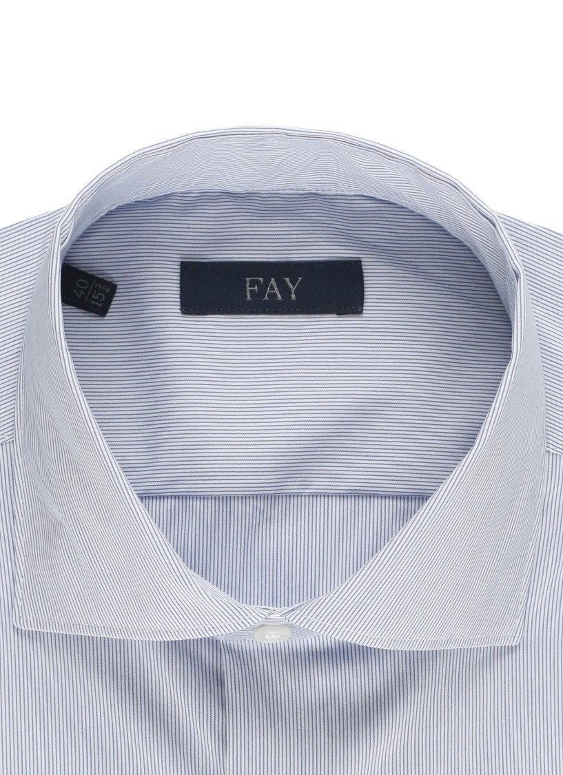 Fay Blue Striped Cotton Casual Shirt