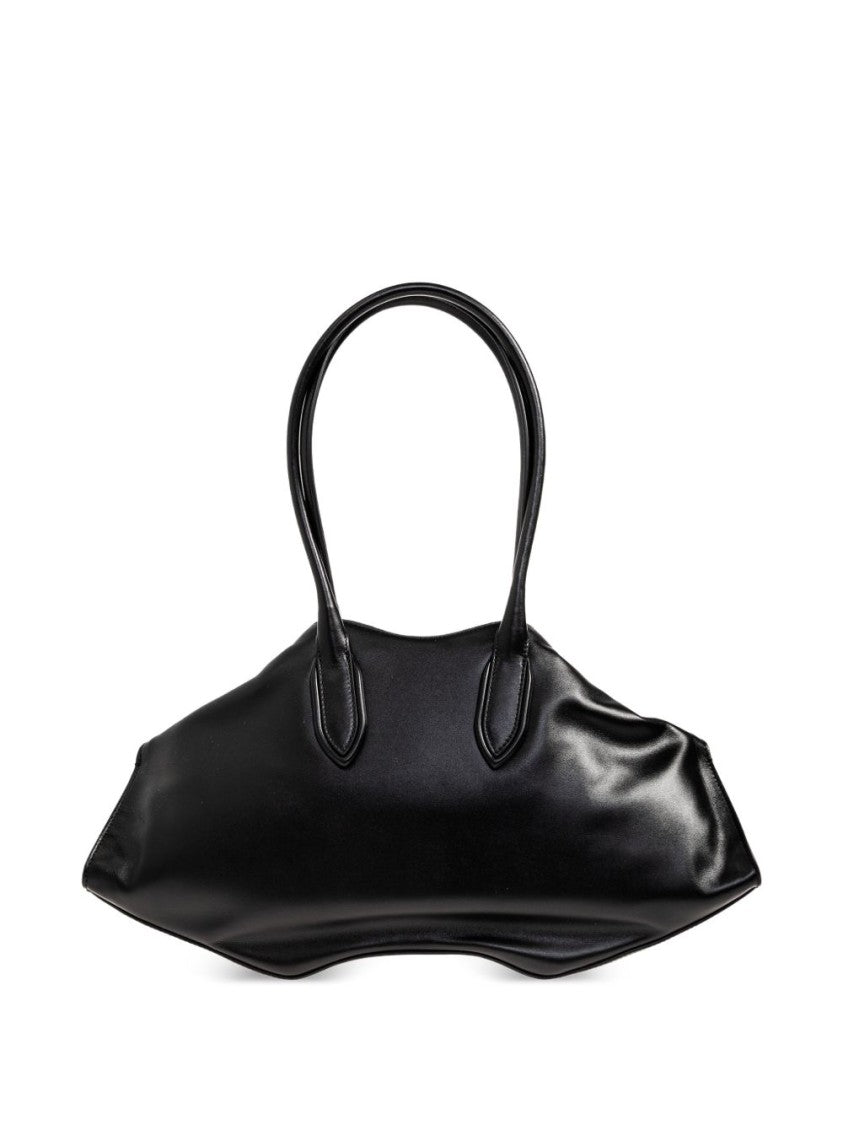 Alexander Mcqueen Top Zip Calfskin Bag With Laminated Logo Print
