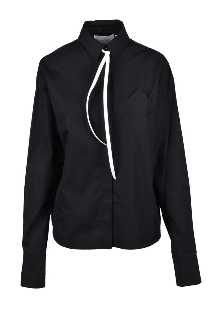 Sportmax Black Tie Detail Cotton Shirt
