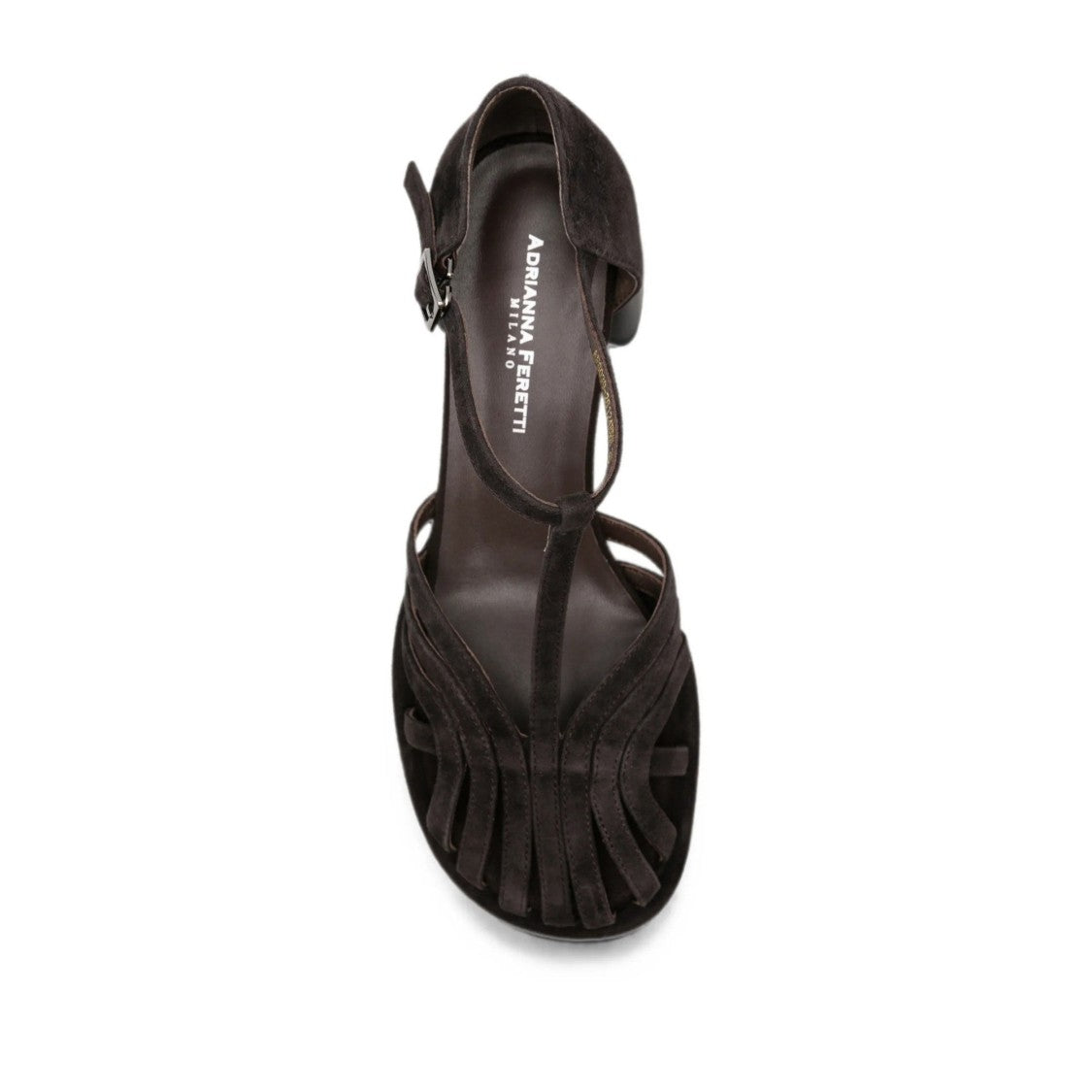 Adrianna Feretti Brown Mid-Height Block Heel Suede Cage Sandals