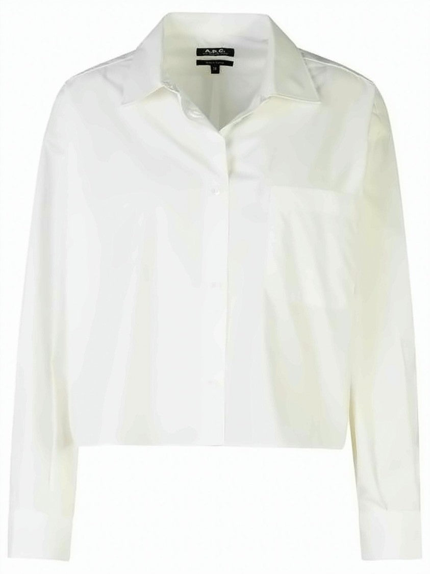 A.P.C. Cropped White Shirt With Classic Collar