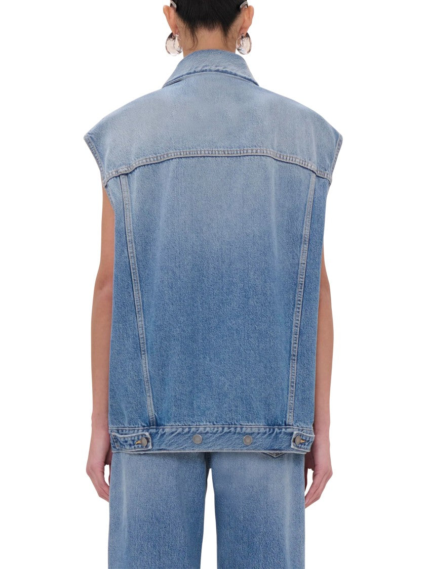 Haikure Sleeveless Denim Vest With Chest Flap Pockets