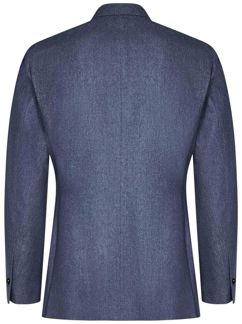 Franzese Collection Double-Breasted Denim Jacket With Wool Lining