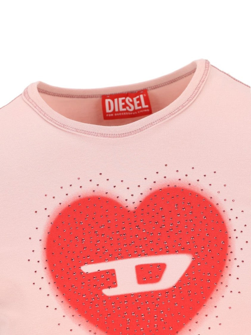 Diesel Fitted Short-Sleeve T-Shirt In Soft Pink