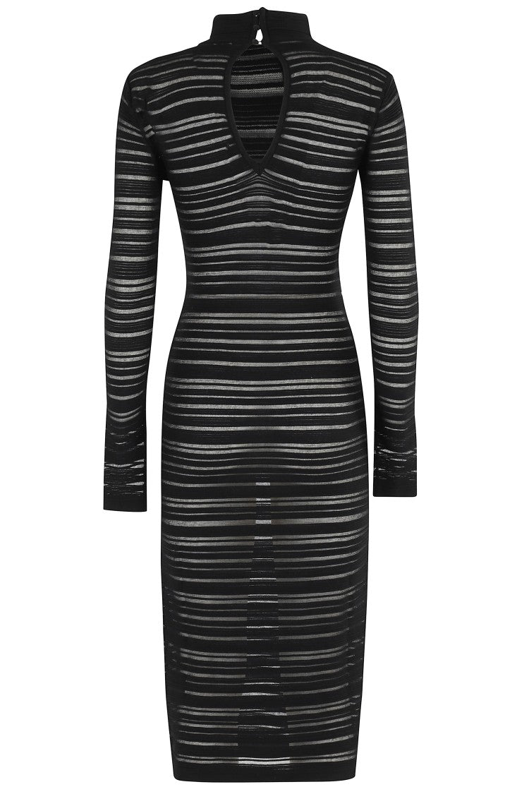 Federica Tosi Viscose Midi Dress With Sheer Details