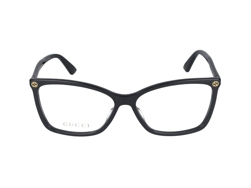 Gucci Oversized Square Frame Eyeglasses With Gold-Tone Accents