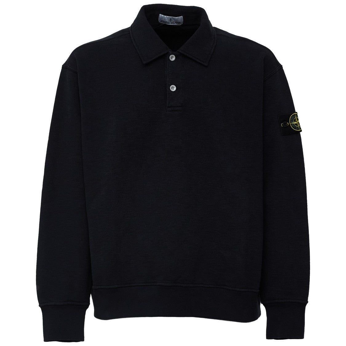 Stone Island Tubular Cotton Fleece Buttoned Neck Sweatshirt