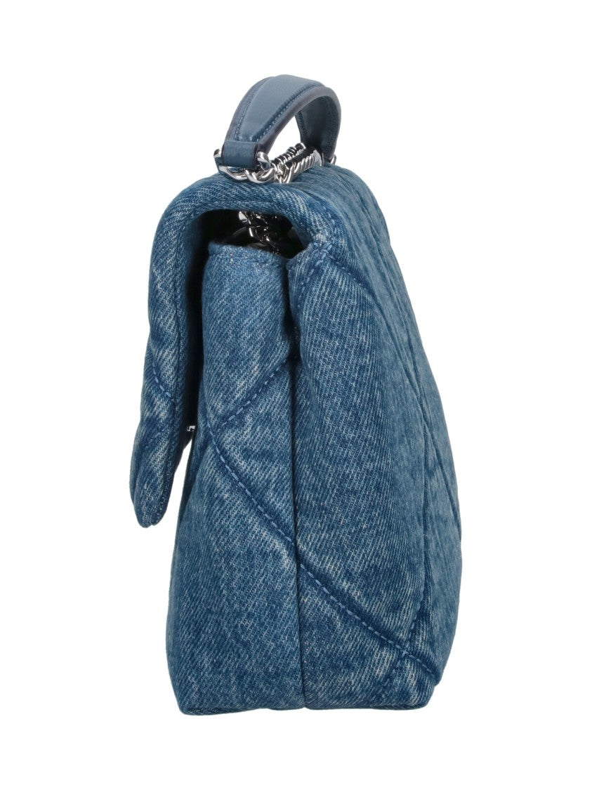 Tory Burch Blue Kira Quilted Cotton Bag