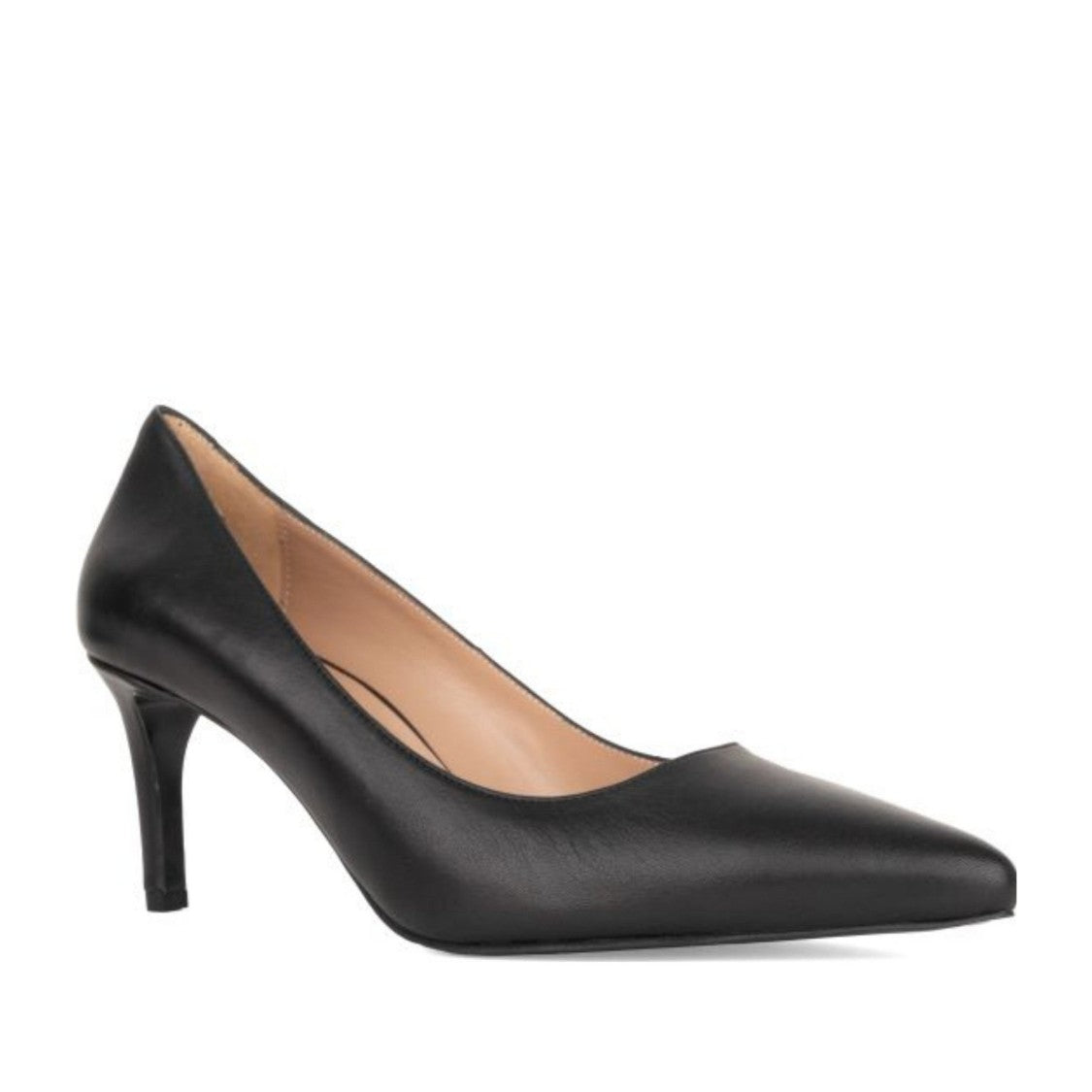 Sergio Moretti Black Pointed Toe Low Heel Leather Dress Pumps