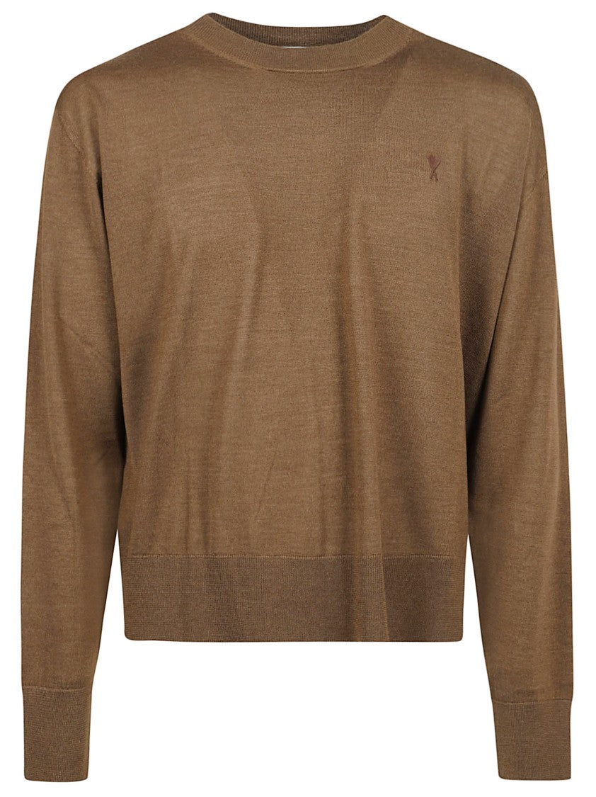 Ami Fine-Knit Wool And Silk Blend Sweater