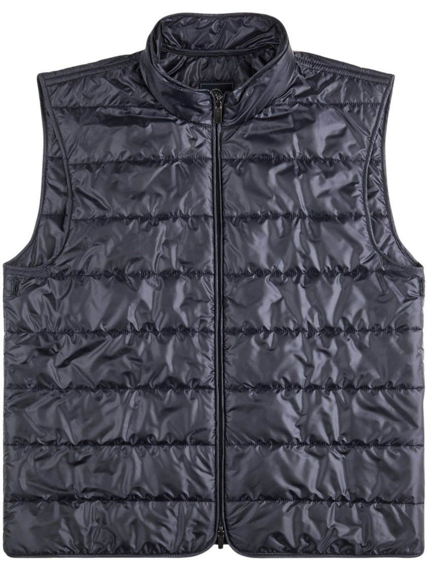 Fay Textured Navy Blue Cardigan With Removable Gilet