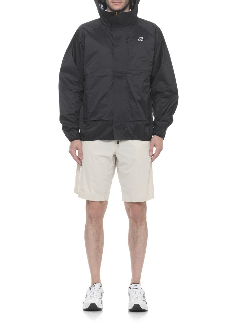 K-Way Black Roche Hooded Waterproof Jacket