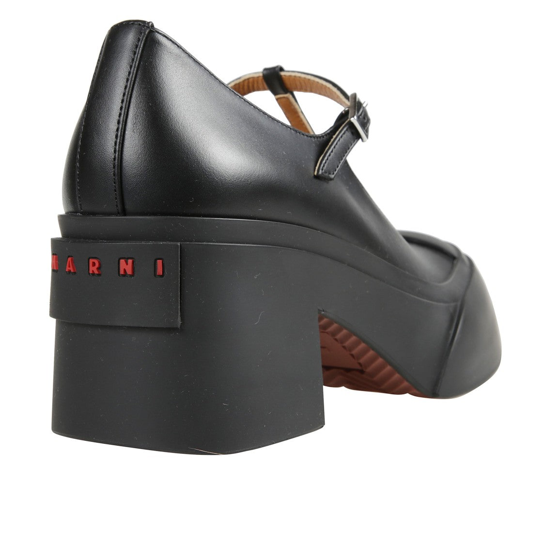 Marni Round-Toe Leather Pumps With T-Strap