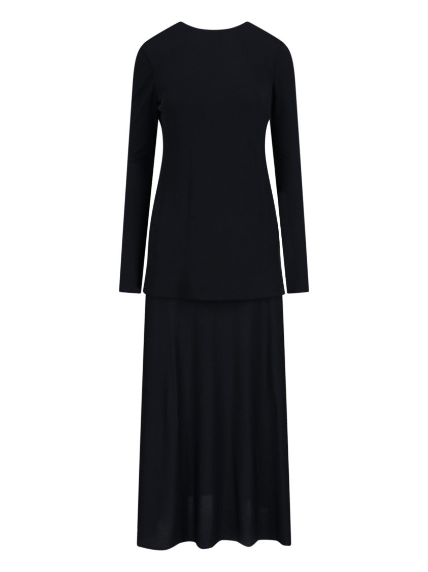 Jil Sander Black Layered Midi Dress