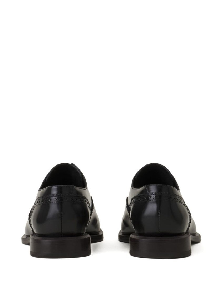 Lanvin Black Minimalist All-Leather Flat Shoes