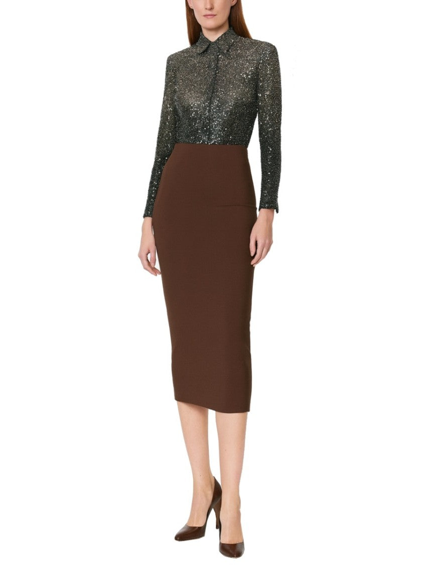 Rotate Birger Christensen Fitted Gradient Sequin Classic Collar Polyester Blouse