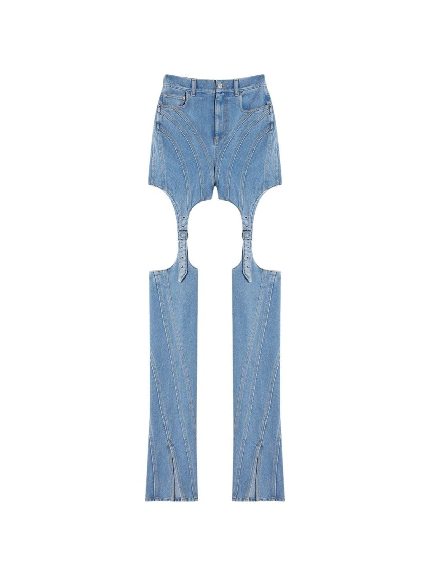 Mugler Buckled Chaps Skinny Jeans