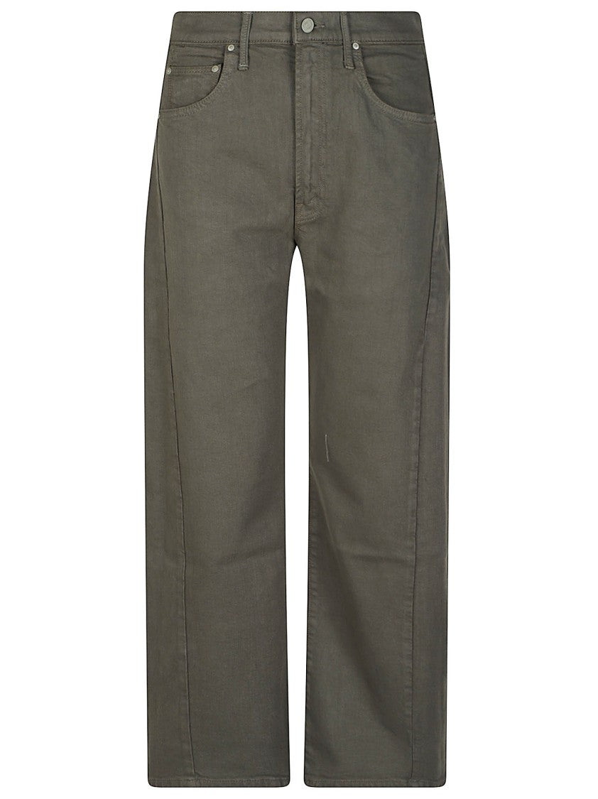 Mother The Half Pipe Flood Muted Olive Green Wide-Leg Cropped Jeans