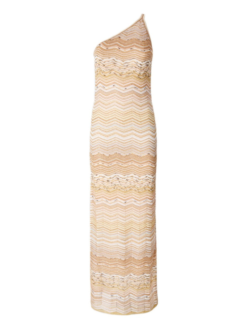 Missoni One-Shoulder Maxi Dress In Shimmering Chevron Design