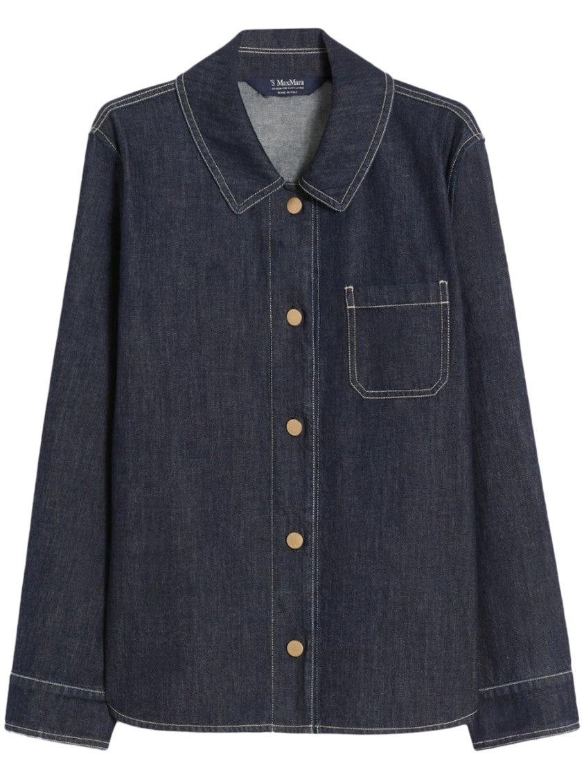 Max Mara Dark Denim Shirt With Contrast Stitching