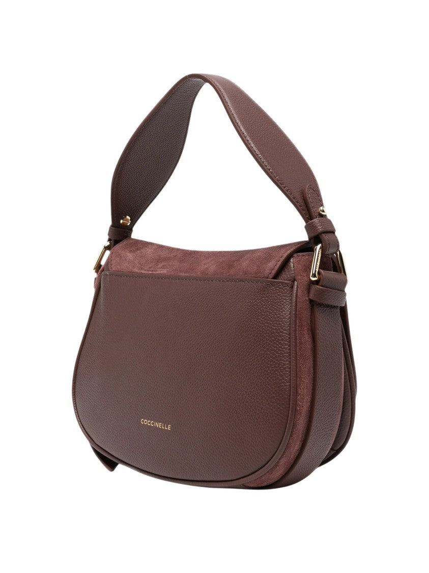 Coccinelle Mavery Suede Curved Suede Shoulder Bag