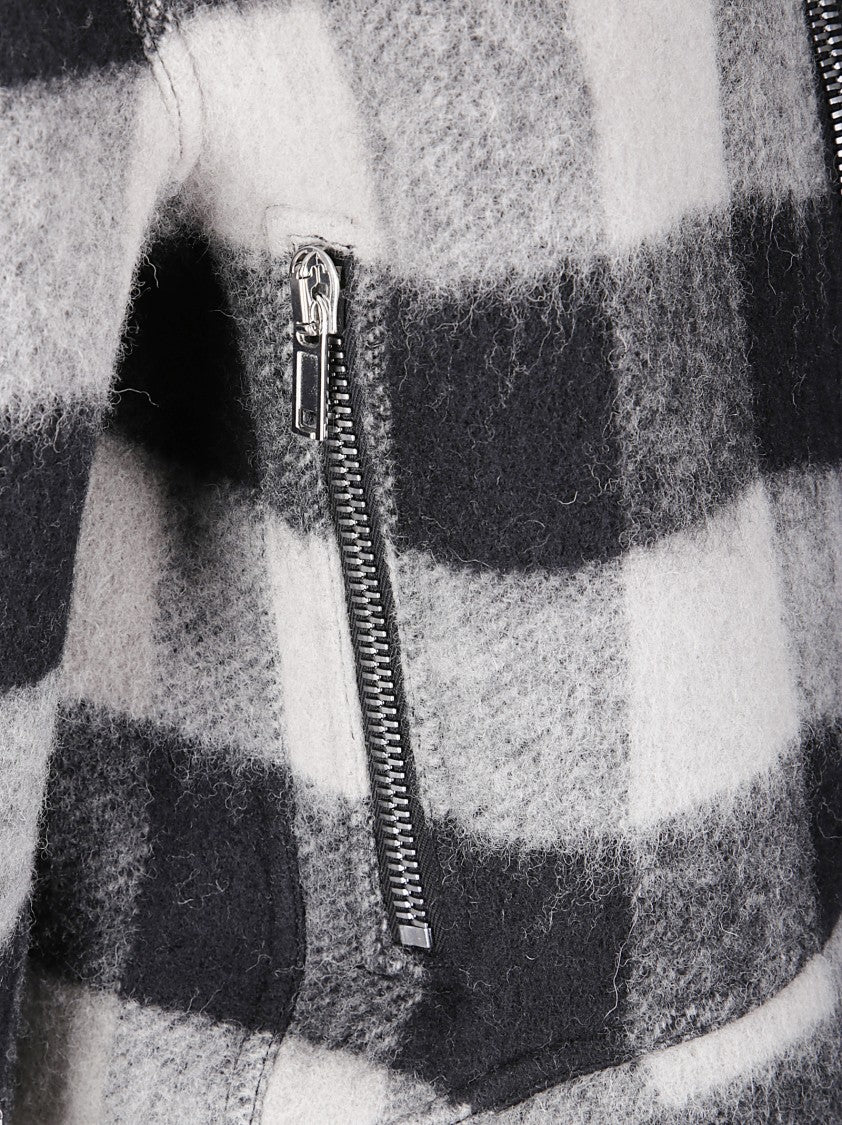 Rick Owens Asymmetric Short Wool Jacket With High Collar