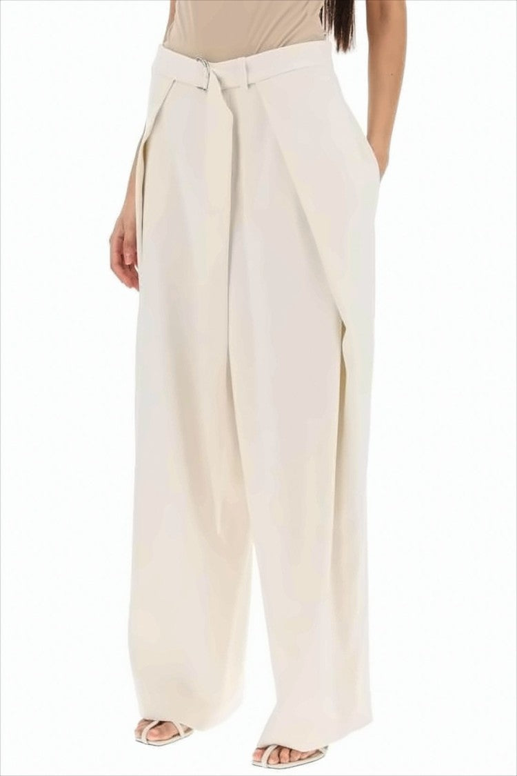 Ami Wide-Leg Pants With Double D-Ring Belt