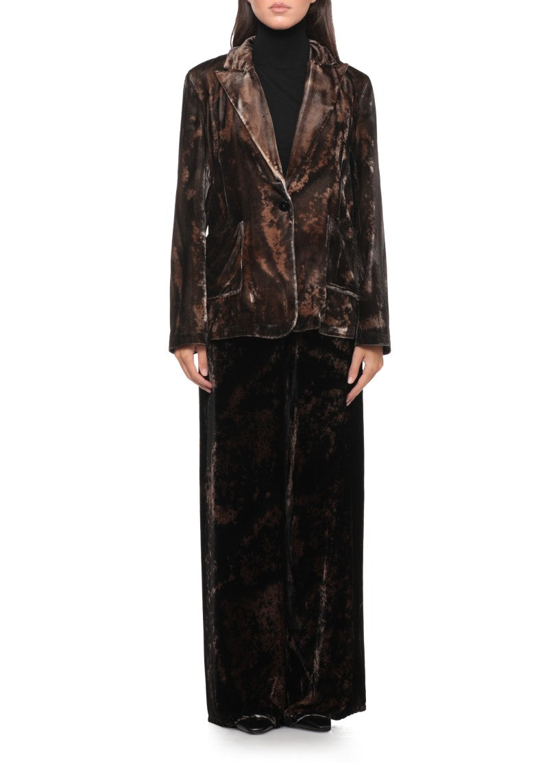 Avant Toi Mottled Brown Velvet Jacket With Tailored Silhouette