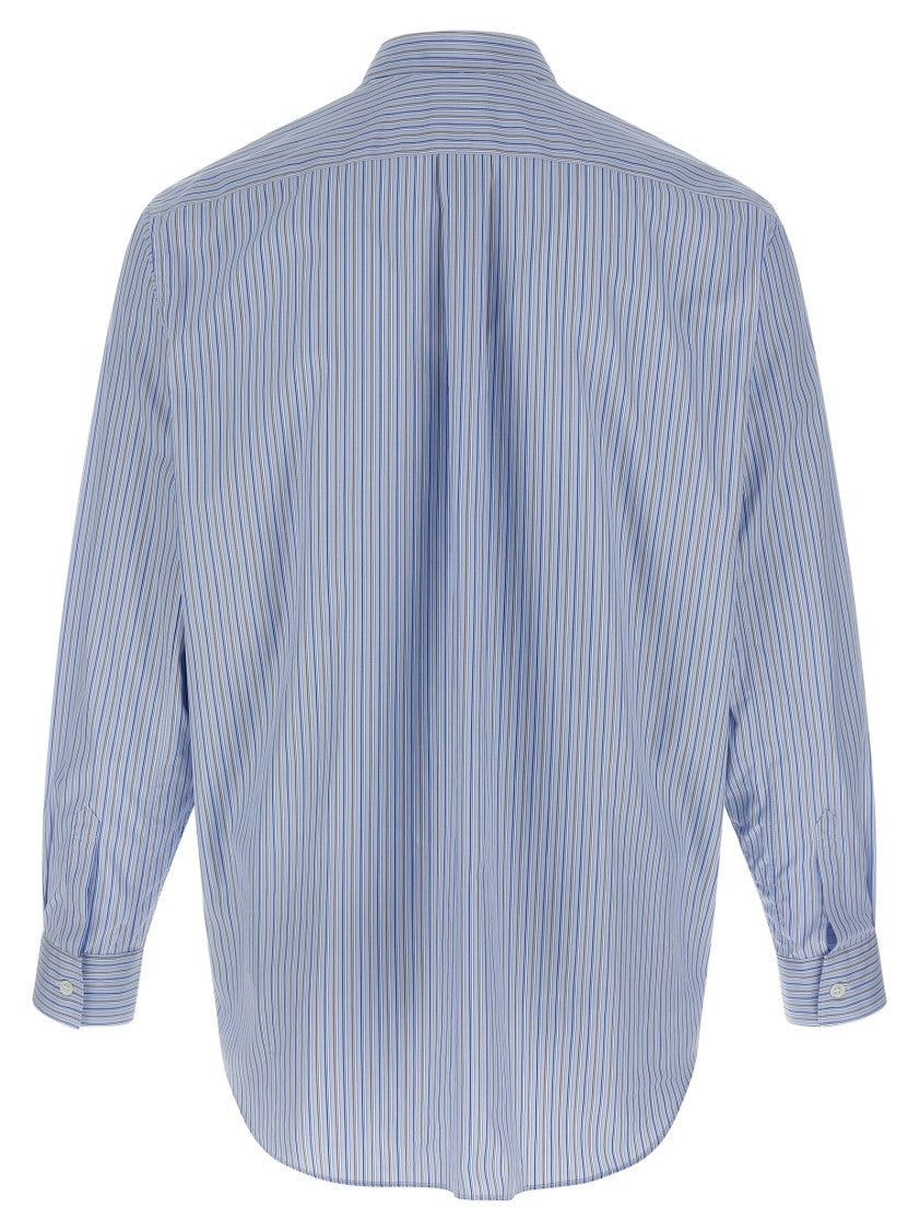 Comme Des Garçons Patterned Insert Cotton Poplin Shirt With Asymmetric Hem