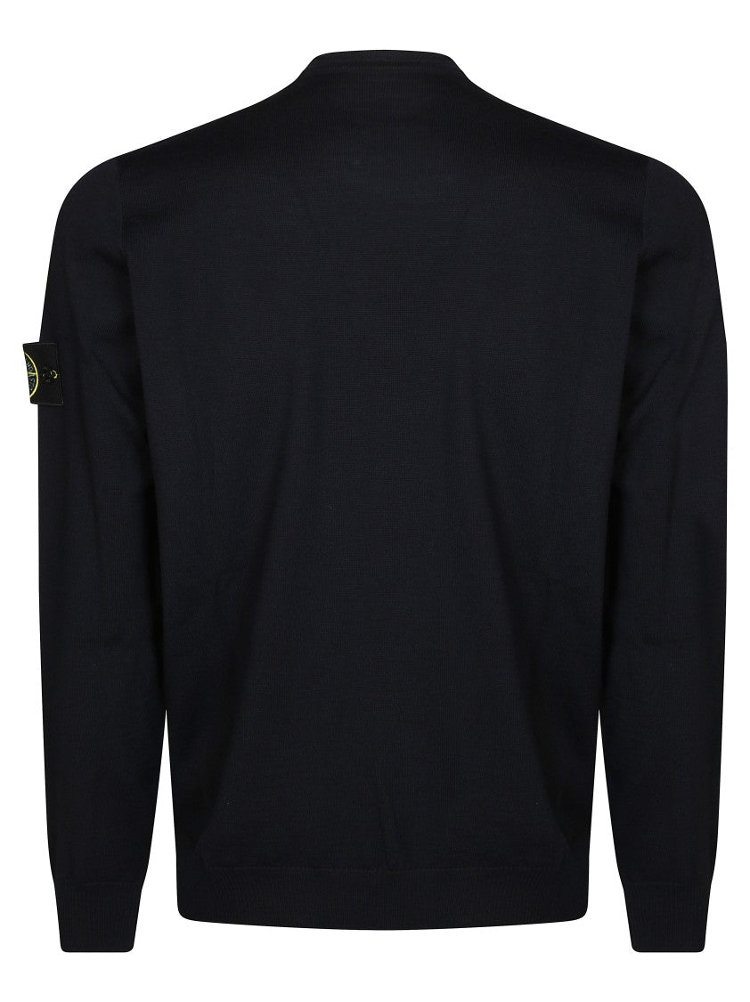 Stone Island Black Fitted Crew Neck Sweater