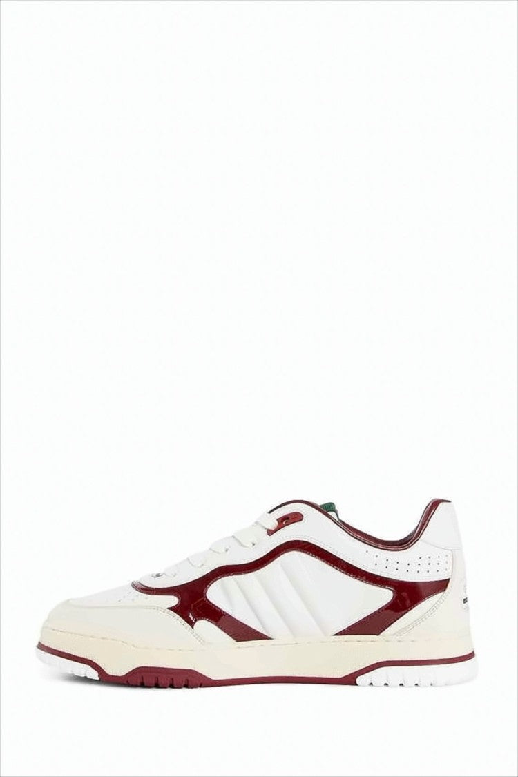 Gucci Low-Top Sneakers With Burgundy Patent Overlays