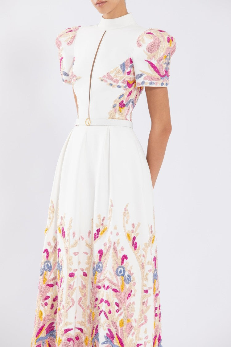 Saiid Kobeisy Crepe Dress With Abstract Beading