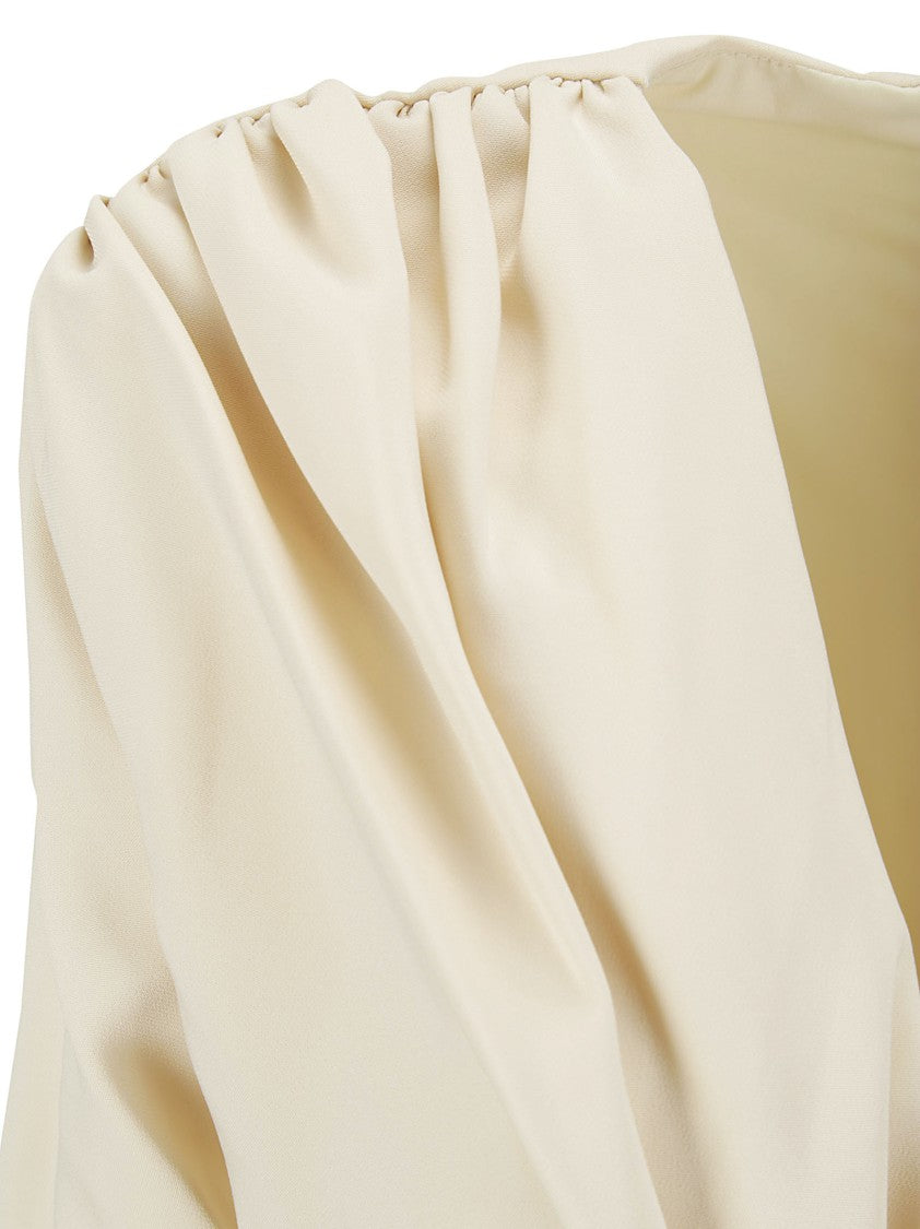 Az Factory Beige Midi Dress With Deep V -Neck