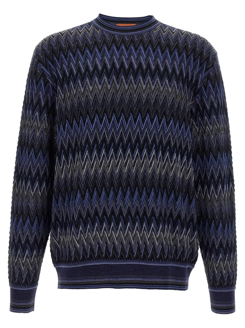 Missoni Zigzag Pattern Wool Sweater With Crew Neck