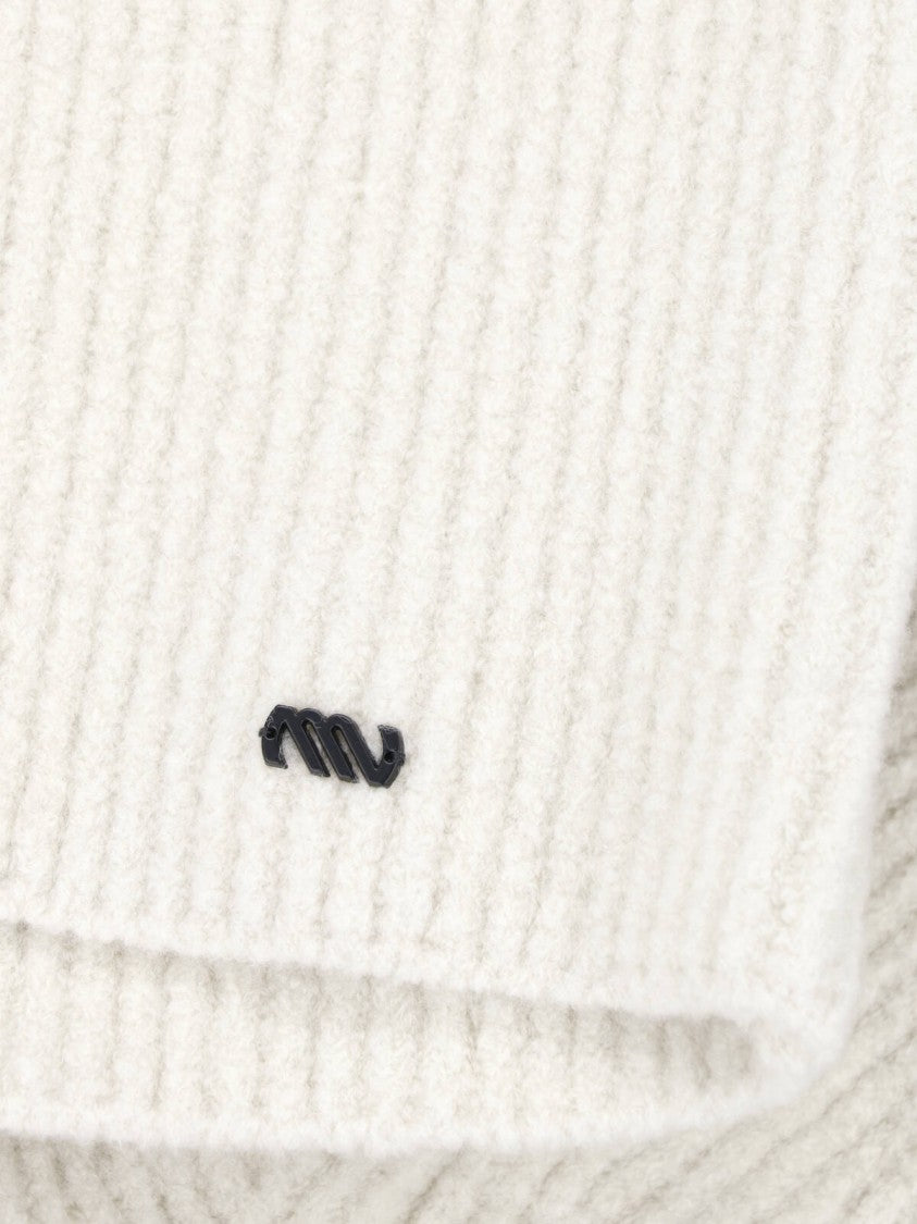 Massimo Osti Studio White Wool-Blend Textured Ribbed Zip-Through Knit