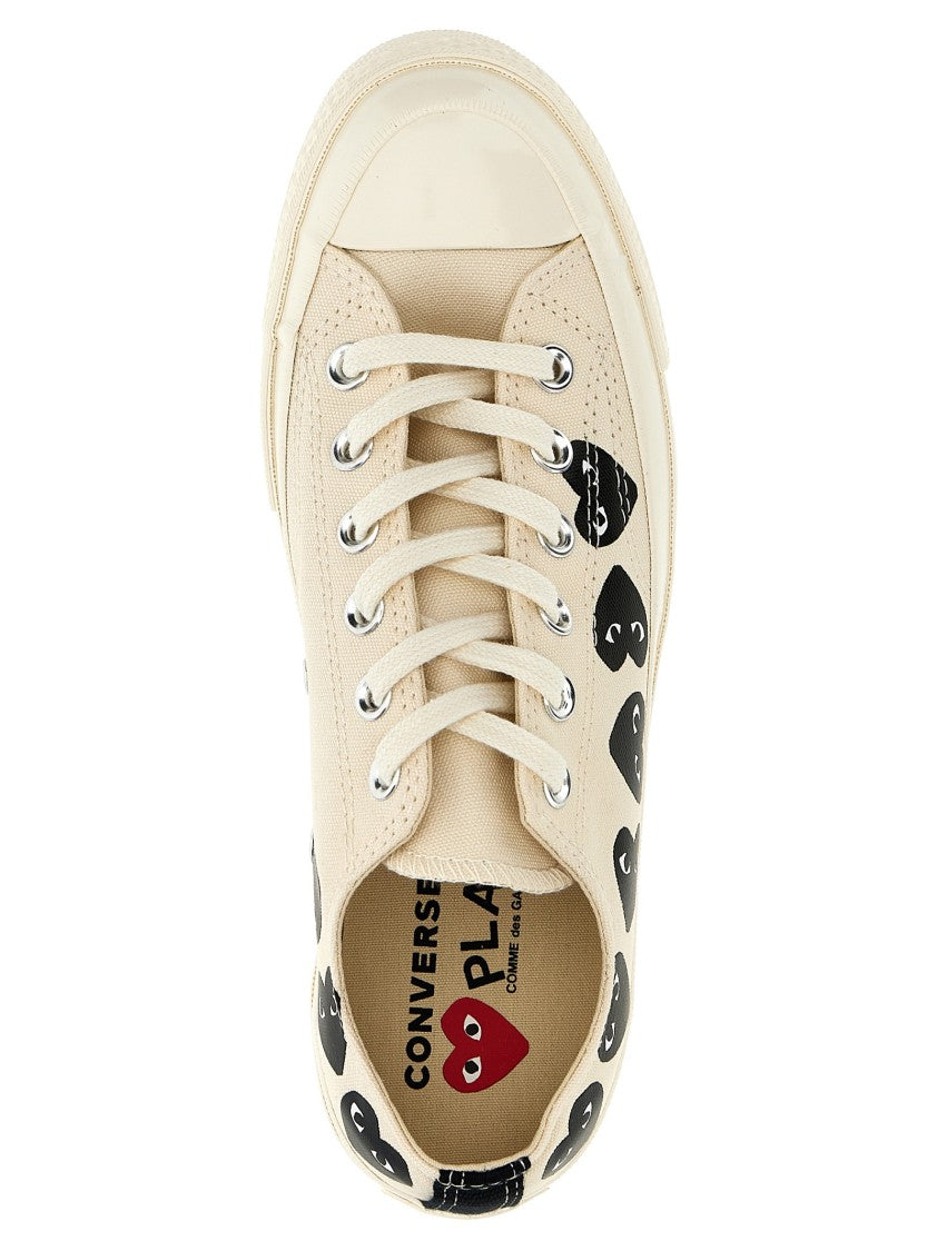 Comme Des Garçons Contrast Heart Print Canvas Sneakers